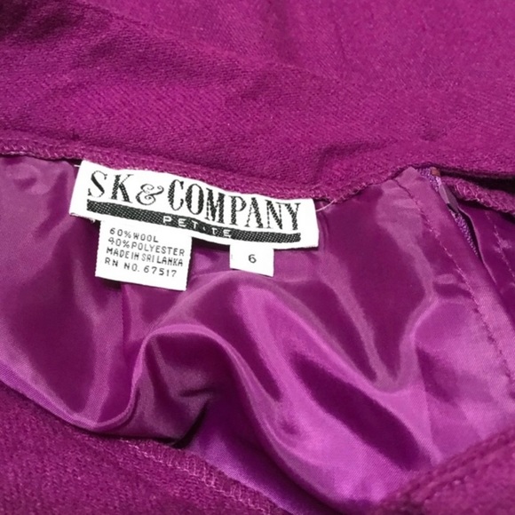 ⭐️ SK & Company Plum Purple 80s WOOL Midi High Waist Lined Skirt Women’s 6 P - Picture 5 of 7